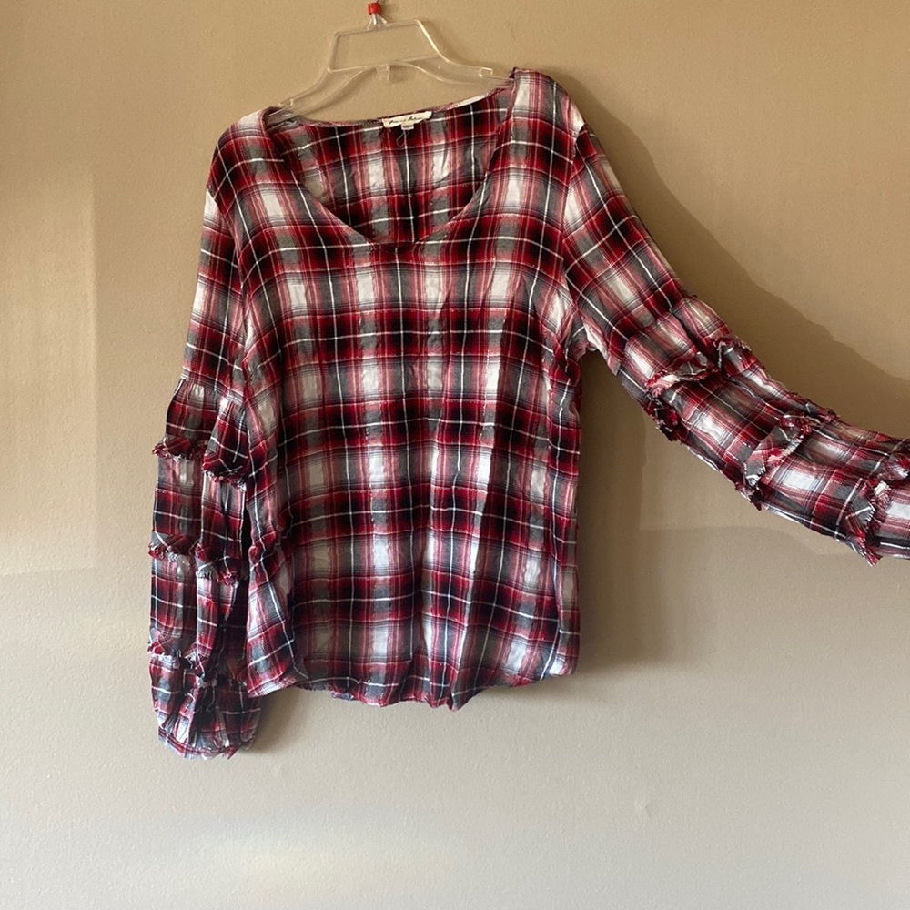 ruffle flannel top